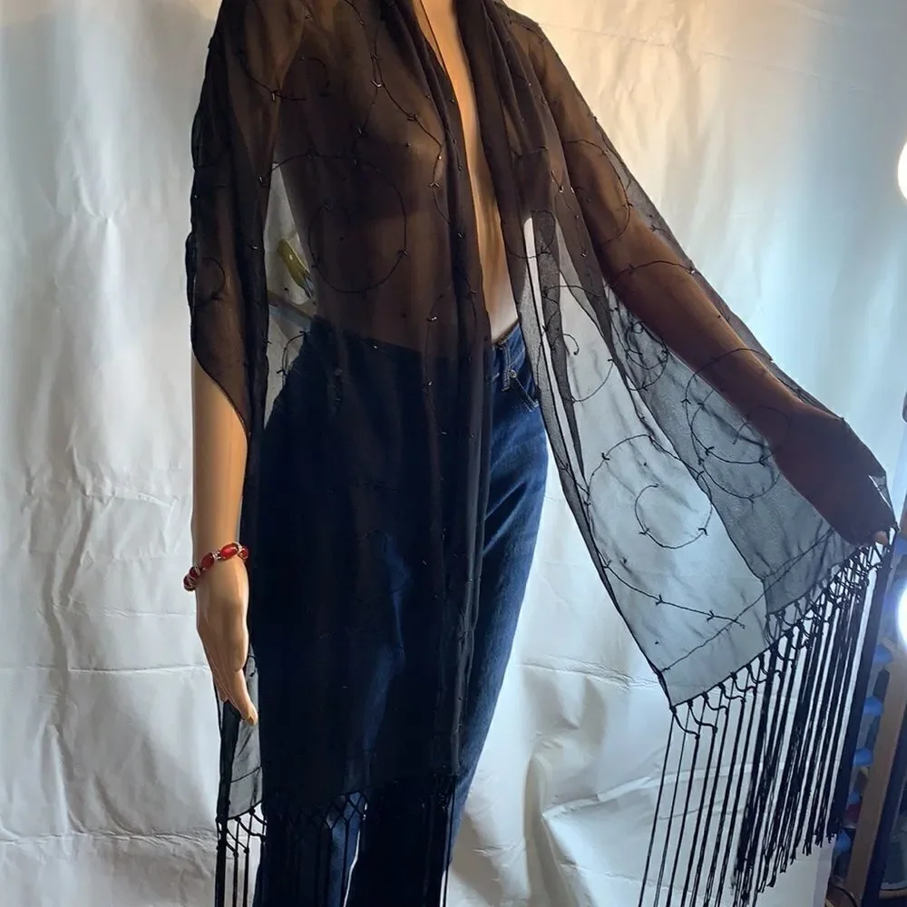Black Evening Scarf And Black Purse White Bow Tie